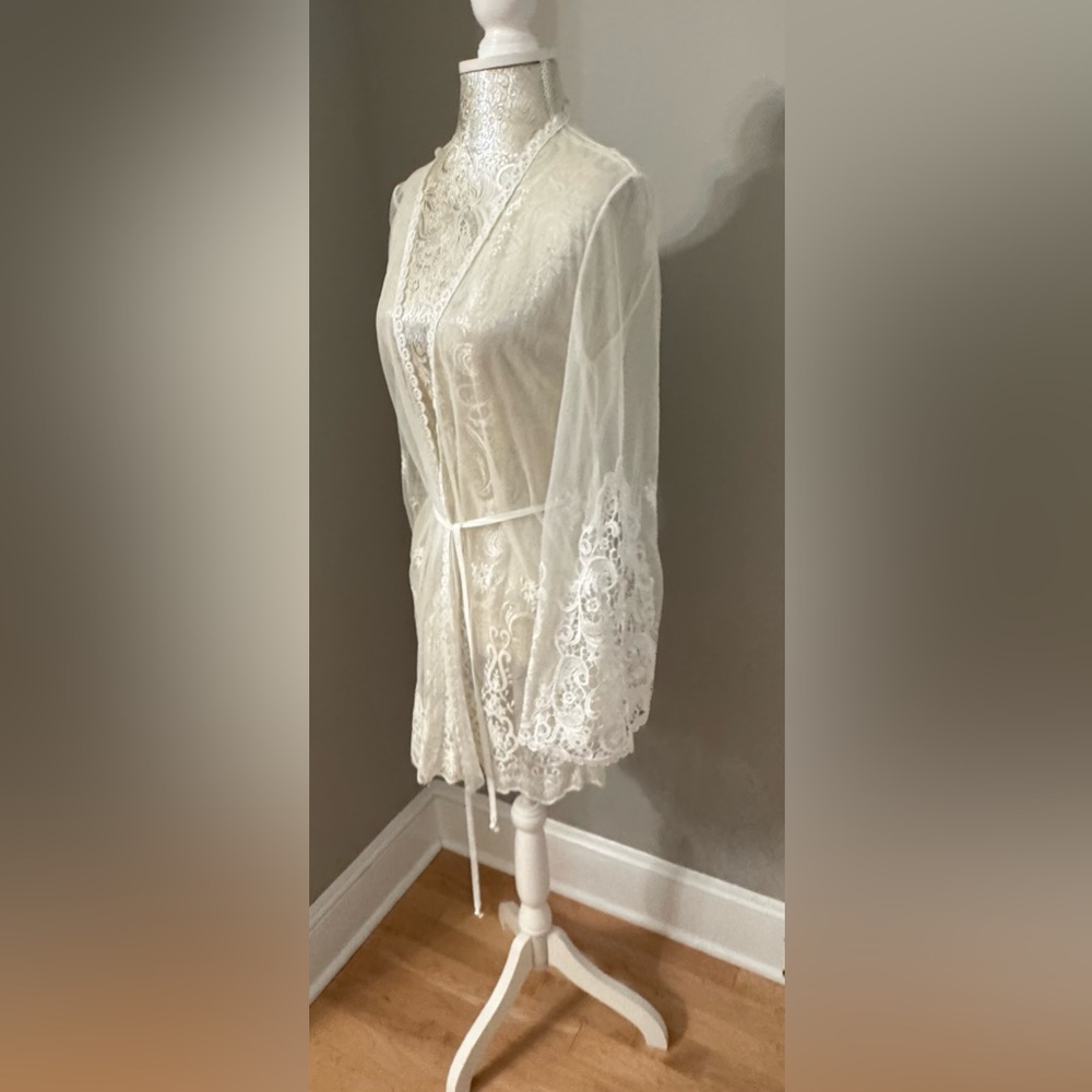 Jonquil Diane Samandi Bridal Lace Peignoir Robe XS
